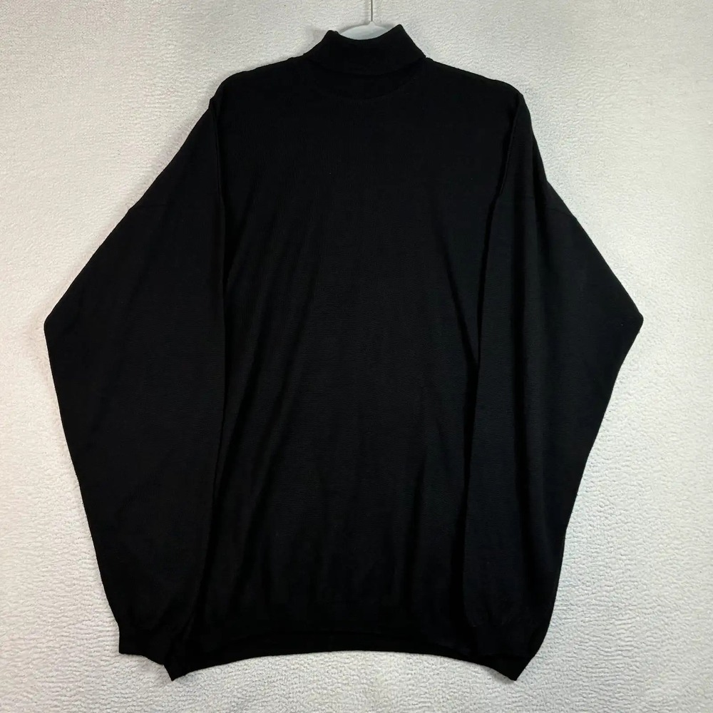 Vintage C Reid Turtleneck Sweater Men 2XL Black Cashmere Merino Wool Scotland